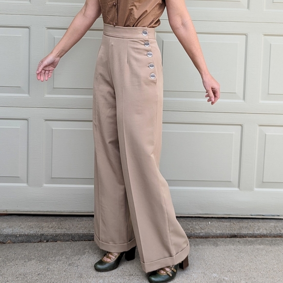HEYDAY VINTAGE STYLE 1940's repro wide leg pants UK10 - Picture 2 of 11
